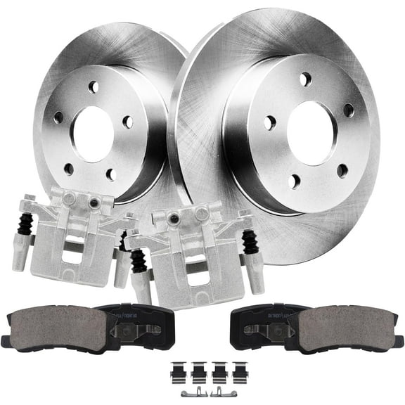 Detroit Axle - Rear Brake Kit for Chrysler 200 Sebring Dodge Compass Caliber Mitsubishi Lancer Outlander Sport RVR Disc Brake Rotors Brake Pads Brake Calipers with Bracket Replacement