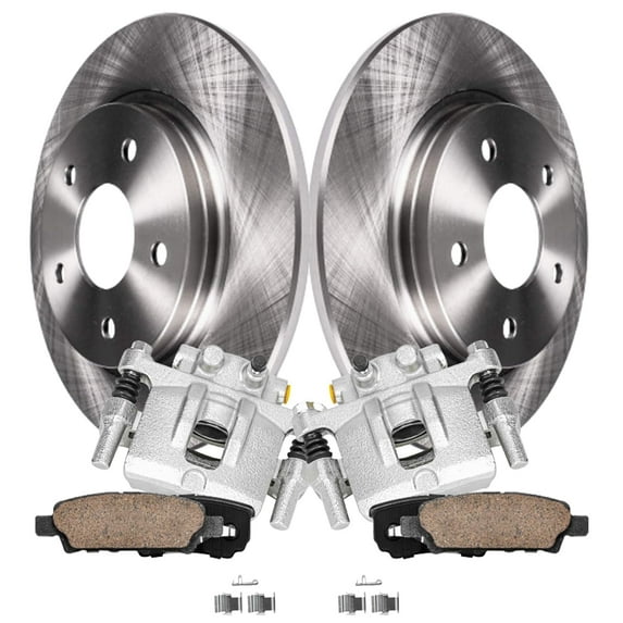 Detroit Axle - Rear Disc Rotor Brake Pads Calipers Replacement for Chrysler 200 Sebring Jeep Compass Patriot Dodge Avenger Caliber - 6pc Set
