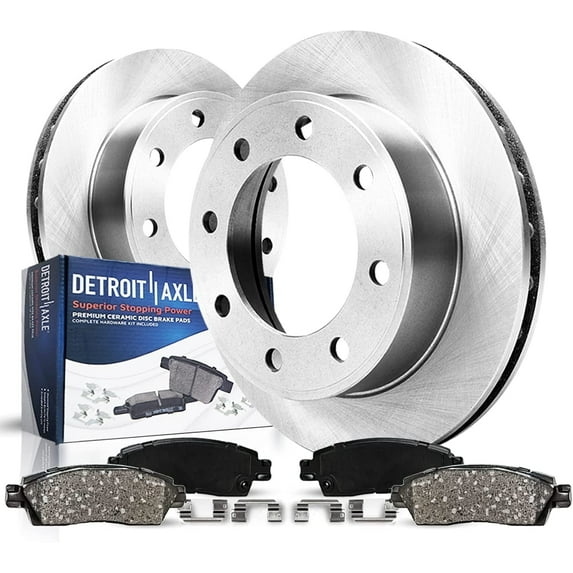 Detroit Axle - Rear Disc Rotors Brake Pads Replacement for Ford Excursion F-250 F-350 Super Duty Fits select: 1999-2004 FORD F250 SUPER DUTY, 2004 FORD F350 SUPER DUTY