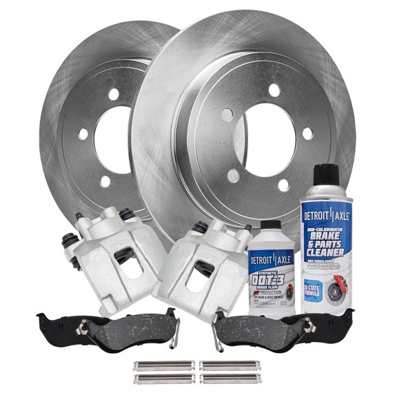 Detroit Axle - Rear Disc Rotors Calipers Ceramic Brake Pads Replacement for 2006-2010 Ford Explorer Sport Trac Mercury Mountaineer