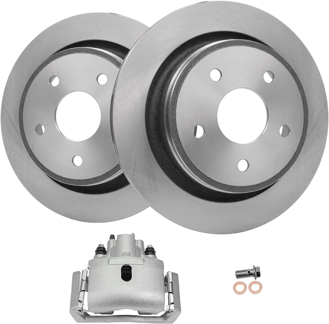 BCR2718PR - Rear New Brake Calipers Red with Bracket Set of 2