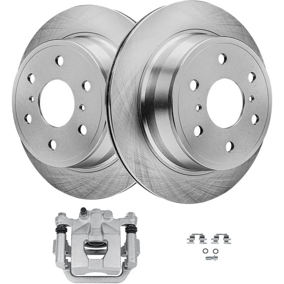 Detroit Axle - Rear Disc Rotors Right Brake Caliper Replacement for Escalade Silverado Sierra 1500 Tahoe Yukon - 3pc Set