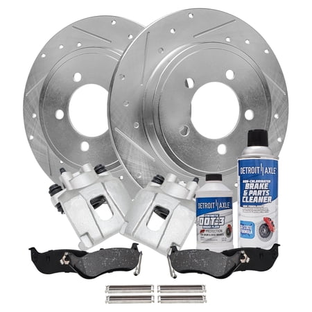 Detroit Axle - Rear Drilled Slotted Brakes and Rotors Brake Pads Brake Calipers Replacement for Ford Explorer Fits select: 2006-2010 FORD EXPLORER XLT, 2007-2010 FORD EXPLORER SPORT TRAC XLT