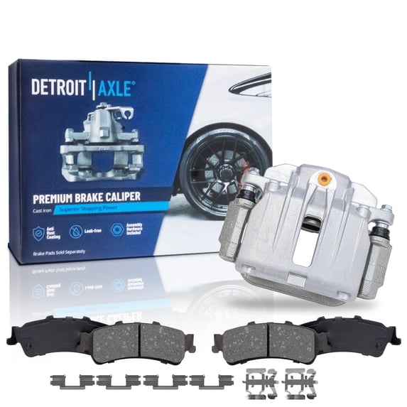 Detroit Axle - Rear Driver Side Brake Caliper Brake Pads Replacement for Chevy Astro Silverado Tahoe GMC Sierra 1500 Yukon Cadillac Deville