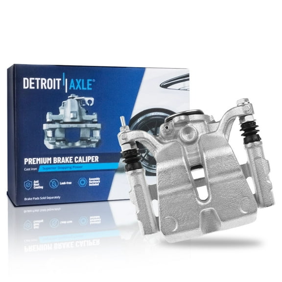 Detroit Axle - Rear Left Brake Caliper for 2014-2021 Jeep Cherokee Disc Brake Caliper w/Bracket 2015 2016 2017 2018 2019 2020 Replacement Driver Side Assembly - [Models w/Dual Piston Front Caliper]