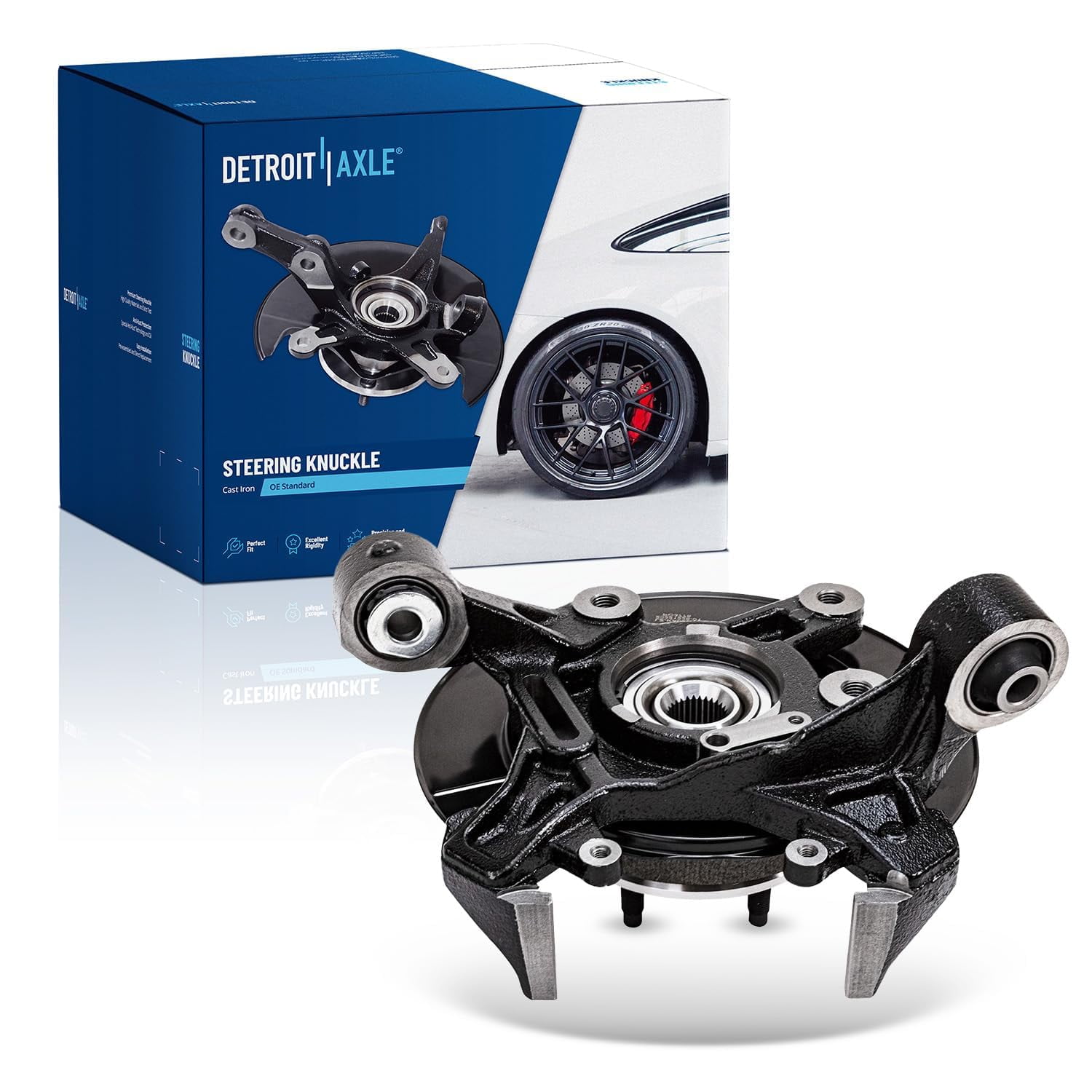 Detroit Axle - Rear Left Steering Knuckle for 2007-2010 Ford Explorer Sport Trac Mercury Mountaineer, Steering Knuckle \u0026 Wheel Hub Bearing Assembly 2007 2008 2009 2010 Replacement