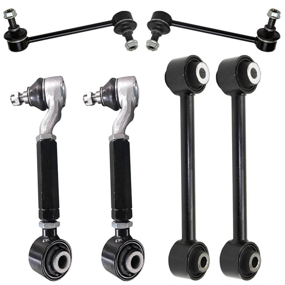 Detroit Axle - 6pc Rear Control Arms Kit for 07-13 Acura MDX, 10-13 ZDX, 09-15 Honda Pilot, Lower & Upper Control Arms Sway Bars 2009 2010 2011 2012 2013 2014 2015 Replacement