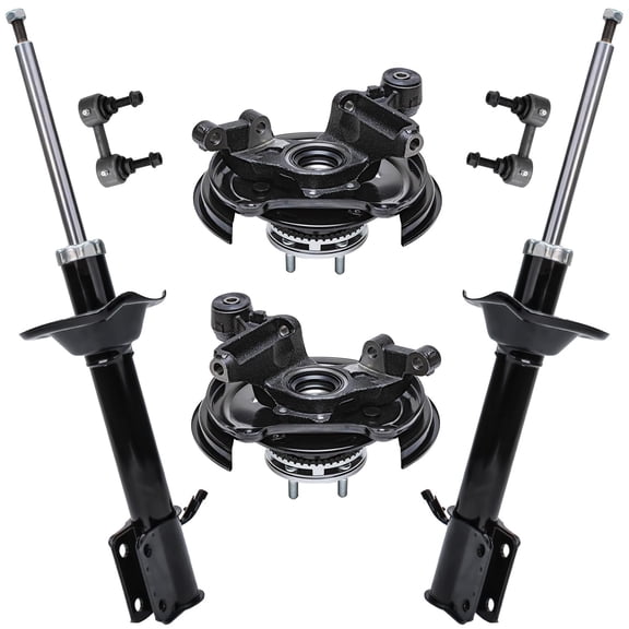 Detroit Axle - Rear Steering Knuckles & Hub Bearings Shock Absorbers Sway Bar Links Replacement for 2003-2005 Subaru Forester - 6pc Set
