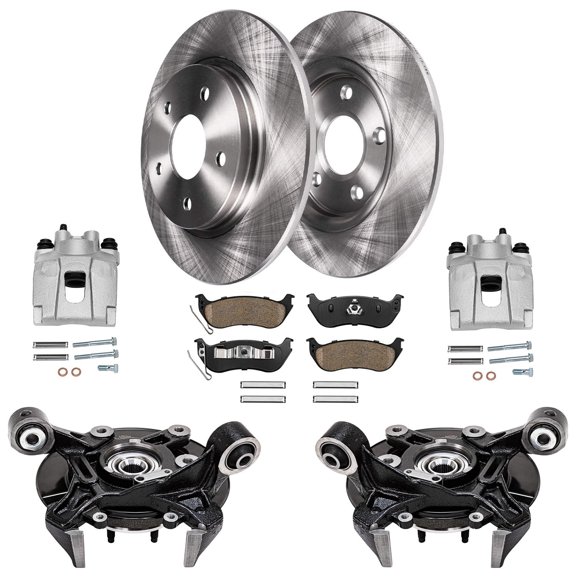 Detroit Axle - Rear Brake Kit for Ford Explorer Sport Trac Mercury Mountaineer, Steering Knuckles & Wheel Bearing Hubs Brake Rotors Ceramic Brake Pads Disc Brake Calipers Replacement