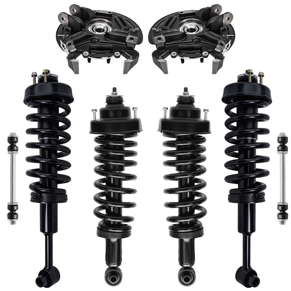Detroit Axle - Rear Steering Knuckles w/ Hubs + Coil Spring Struts Front Sway Bars Replacement for 2004-2005 Ford Explorer Mercury Mountaineer