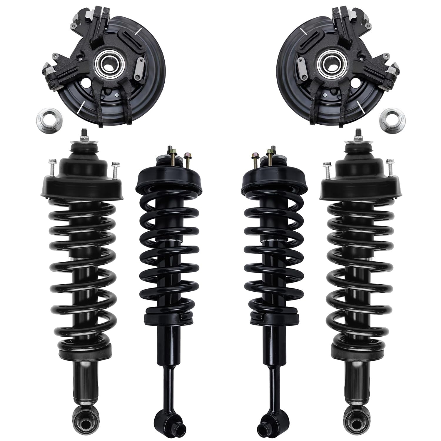 Detroit Axle Rear Steering Knuckles w/ Hubs + Quick Coil Spring