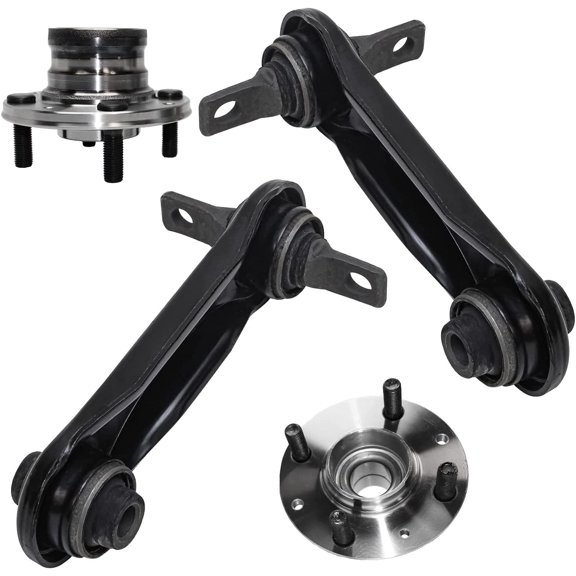 Detroit Axle - Rear Upper forward Control Arms + Wheel Hub Bearings Replacement for 1993 Mitsubishi Mirage - 4pc Set