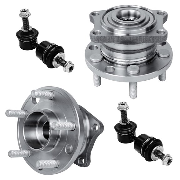 Detroit Axle - Rear Wheel Bearing Hub Assembly + Sway Bar Links Replacement for 2005 - 2010 Volvo S40 V50 [AWD] - 4pc Set