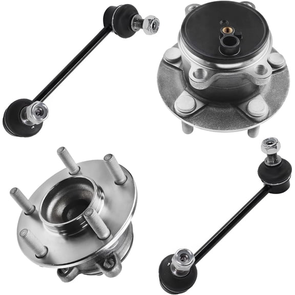 Detroit Axle - Rear Wheel Bearing & Hubs Assembly + Sway Bar Links Replacement for 2014-2018 Mazda 3