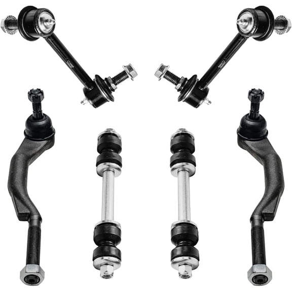 Detroit Axle - Front 6pc Suspension Kit for 2008-2009 GMC Envoy Chevy Trailblazer, 4 Front and Rear Stabilizer Sway Bar Links 2 Outer Tie Rod Ends