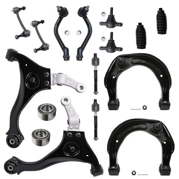 Detroit Axle - Replacement for 2006 2007 2008 Hyundai Sonata Front Upper Lower Control Arms, Wheel Bearing Assembly Inner Outer Tie Rods Sway Bar Links - 16pc Set