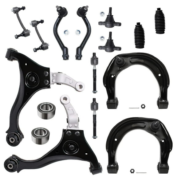 Detroit Axle - Replacement for 2006 2007 2008 Hyundai Sonata Front Upper Lower Control Arms, Wheel Bearing Assembly Inner Outer Tie Rods Sway Bar Links - 16pc Set