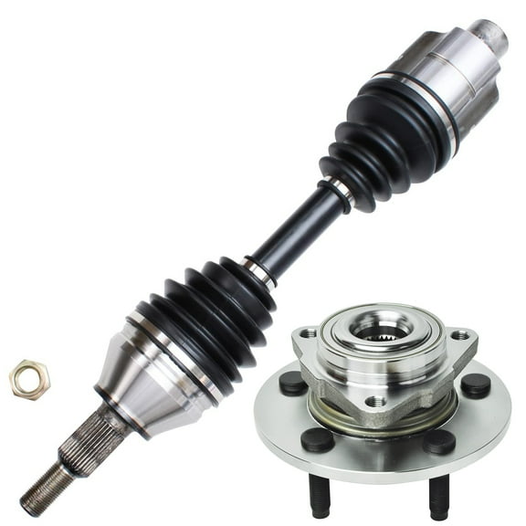 Detroit Axle - 4WD Front 2pc CV Axles Kit for 2002-2005 Dodge Ram 1500 5 Lugs, CV Axle Shaft Wheel Bearing and Hub Assembly 2003 2004 Replacement