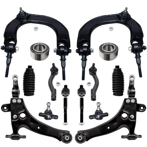Detroit Axle Replacement for Kia Magentis Optima Front Upper Lower Control Arms w/Ball Joint, Inner Outer Tie Rods & Front Wheel Bearing Assembly - 14pc Set