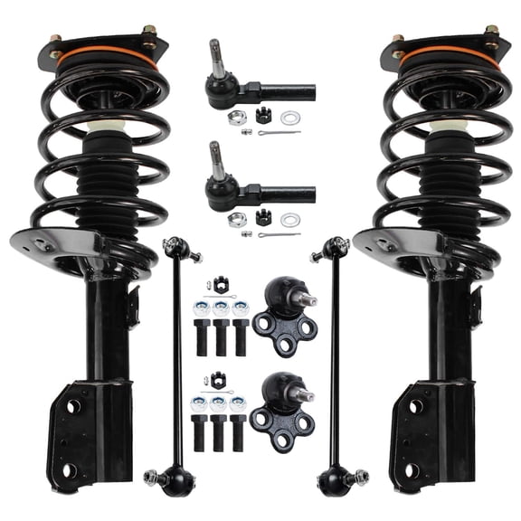 Detroit Axle Replacement for Pontiac Grand Prix (Excludes GXP, 18" wheels) Front Struts w/ Coil Spring Assembly, Sway Bar Link, Tie Rod Ball Joint Kit - 8pc Fits select: 2005 PONTIAC GRAND PRIX GT