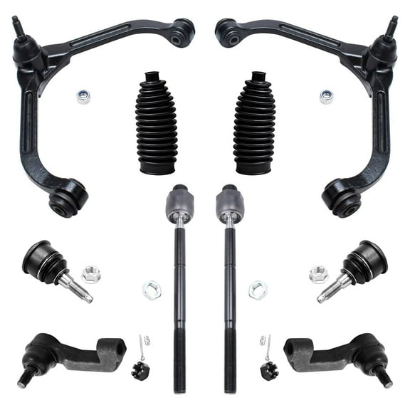 Detroit Axle Replacement for 2002 - 2004 Jeep Liberty Front Upper Control Arm w/ Ball Joints Inner Outer Tie Rods - 10pc Set