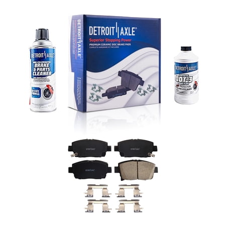Detroit Axle Replacement for 2005 - 2006 Scion xA xB [ REAR Drum Models ONLY ] Front Ceramic Brake Pads w/Hardware, Brake Cleaner Fluid - 4pc Set