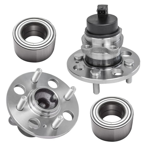 Detroit Axle - Replacement for 2006-2011 Kia Rio Rio5 Hyundai Accent Front Bearing + Rear Wheel Hub Bearing Assembly - 4 Lugs with ABS - 4pc Set