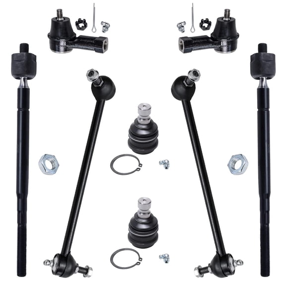 Detroit Axle Replacement for Chrysler Sebring Dodge Stratus Mitsubishi Eclipse Galant Front Lower Ball Joints Sway Bars Tie Rod Ends - 8pc