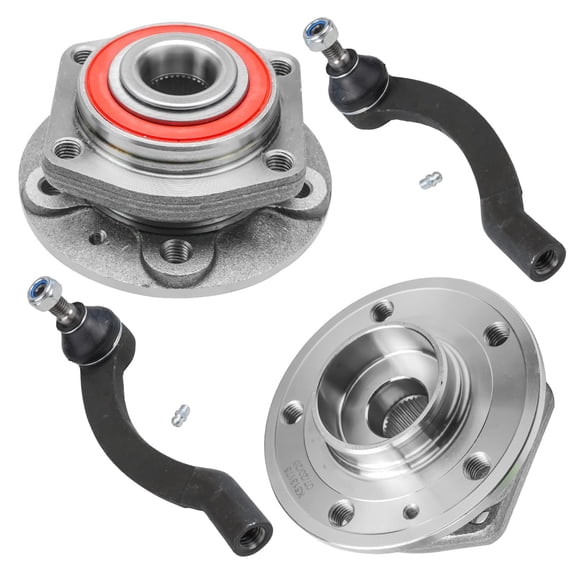 Detroit Axle Replacement for Volvo S70 V70 V70 Front Wheel Hub and Bearing Assembly, Outer Tie Rod Ends 5 Bolt - 4pc Set