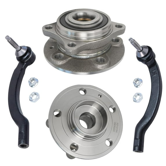 Detroit Axle Replacement for Volvo V70 (Excludes X/C Models) S80 S60 Front Wheel Bearing & Hubs Assembly + Outer Tie Rods - 4pc Set