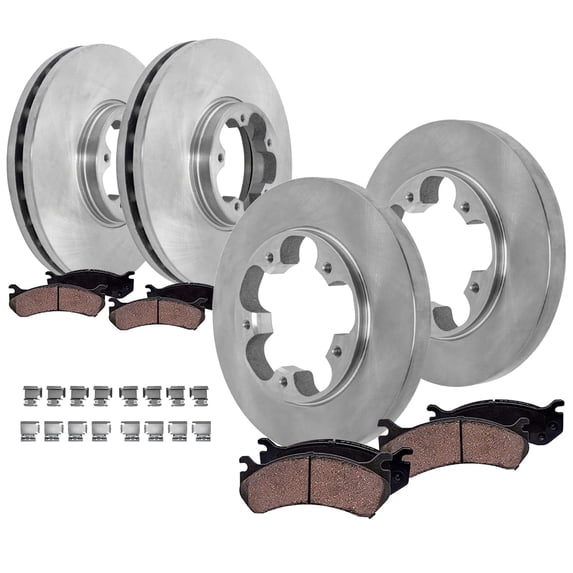 Detroit Axle - 8pc Brake Kit for Ford Transit-150 Transit-250 Transit-350, Disc Brake Rotors Ceramic Brake Pads Replacement : 12.13" inch Front and Rear Rotors
