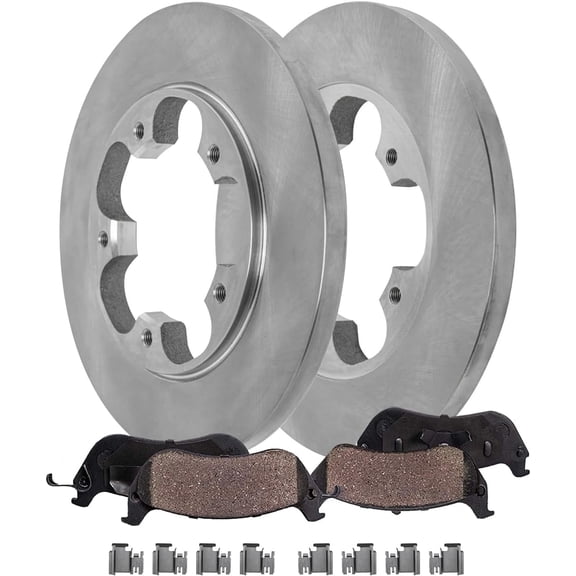 Detroit Axle - 5 Lugs Rear Brake Kit for 2015-2019 Ford Transit-150 Transit-250 Transit-350, Disc Brakes Rotors Ceramic Brake Pads with Hardware Replacement: 12.13" inch Rotors