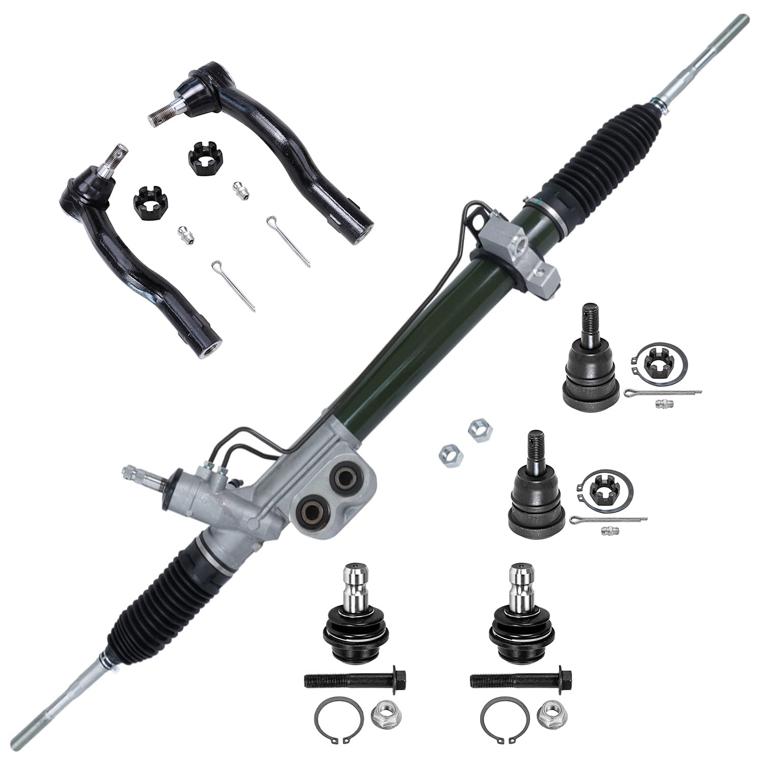 Detroit Axle - Steering Rack and Pinion Kit for Nissan Titan Armada Infiniti QX56 Power Steering Rack and Pinion Front Outer Tie Rods Upper Lower Ball Joints Replacement