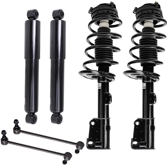 Detroit Axle - 6pc Struts Shocks Kit for 2008-2010 Dodge Grand Caravan Chrysler Town & Country, 2 Front Struts w/Coil Spring 2 Sway Bars 2 Rear Shock Absorbers Replacement