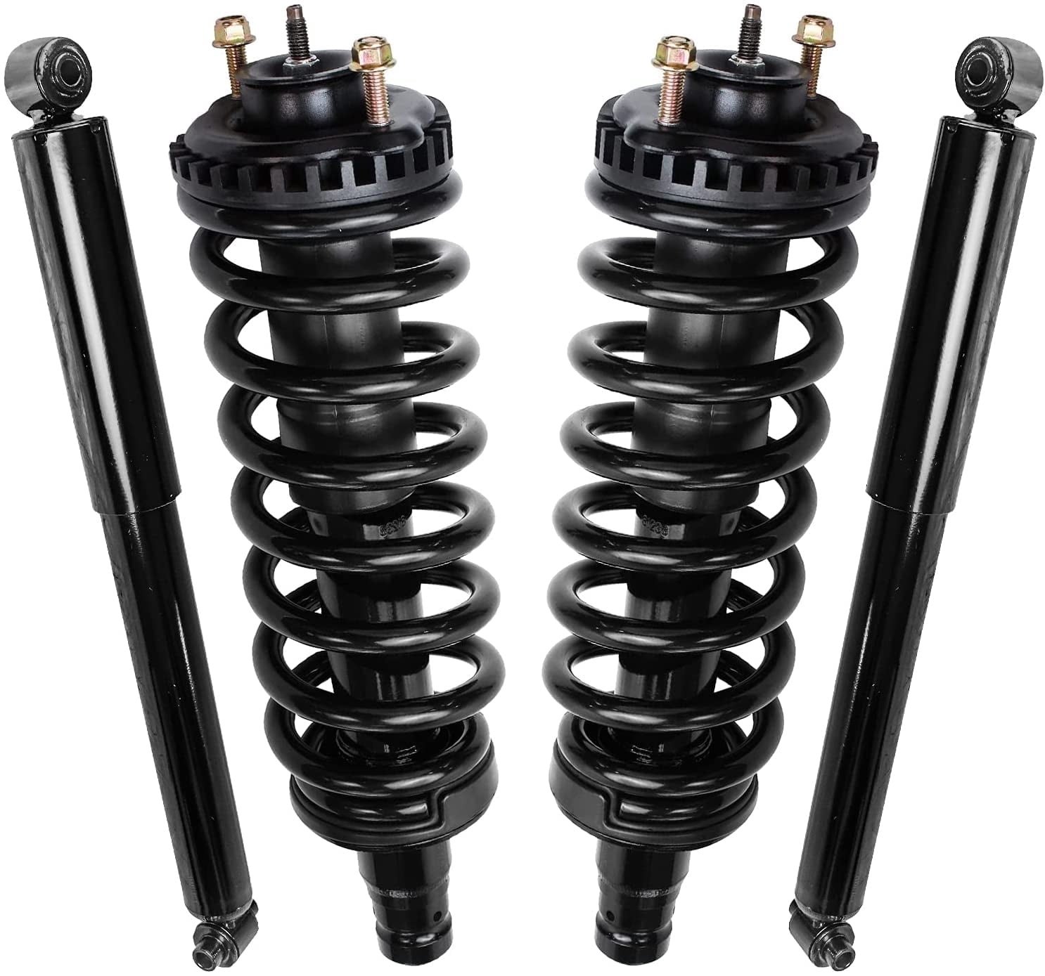 Detroit Axle - Struts Shocks for Chevy Trailblazer EXT GMC Envoy XL XUV Oldsmobile Bravada Buick Rainier Isuzu Ascender, 2 Front Struts w/ Coil Springs 2 Rear Shock Absorbers Suspension Kit