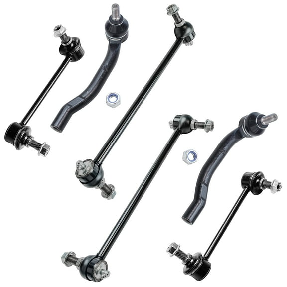 Detroit Axle - Sway Bars Tie Rods for 2003-2005 Honda Pilot, 2001-2005 MDX, 4 Front Rear Stabilizer Sway Bar Links 2 Outer Tie Rod Ends 2002 2004 Replacement