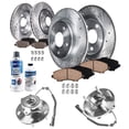 thumbnail image 1 of Detroit Axle - Brake Kit for Chrysler Town & Country Dodge Grand Caravan Ram C/V Routan Drilled Brake Rotors Brakes Pads Front Wheel Bearing Hubs Replacement 11.89 inch Front & 12.01 inch Rear Rotors, 1 of 8