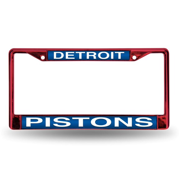 Detroit Basketball Red Painted Metal Laser Cut License Plate Frame