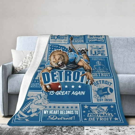Detroit Blanket, Gifts for Men Women, Lightweight Cozy Warm Flannel Blankets Throw for Home Decor Bed Couch,60"X50"