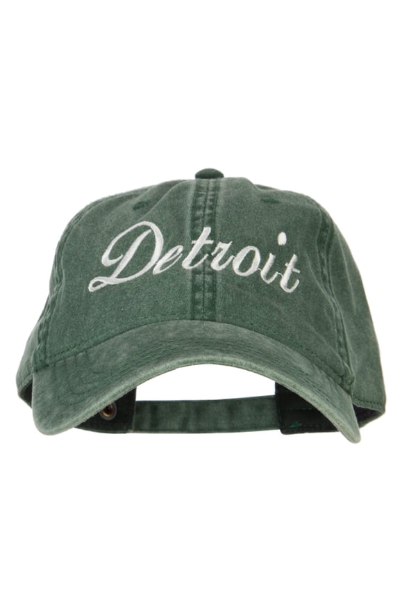 Detroit City Embroidered Washed Buckle Cap - Dk Green OSFM