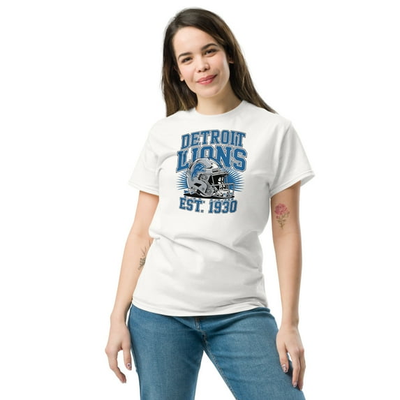 Detroit City Football T-Shirt, Football Fan Gear, T-Shirt (White, 4XL)