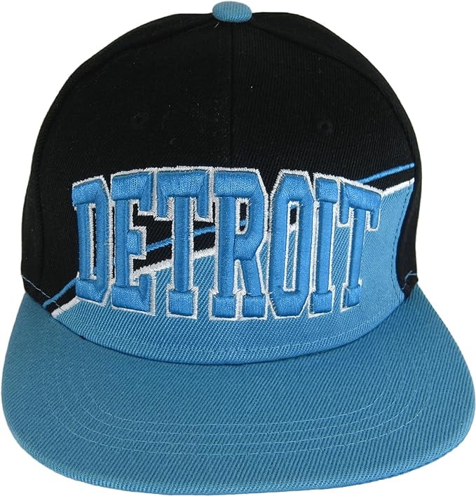 Detroit City Name Diagonal Split Color Font Snapback Baseball Cap ...