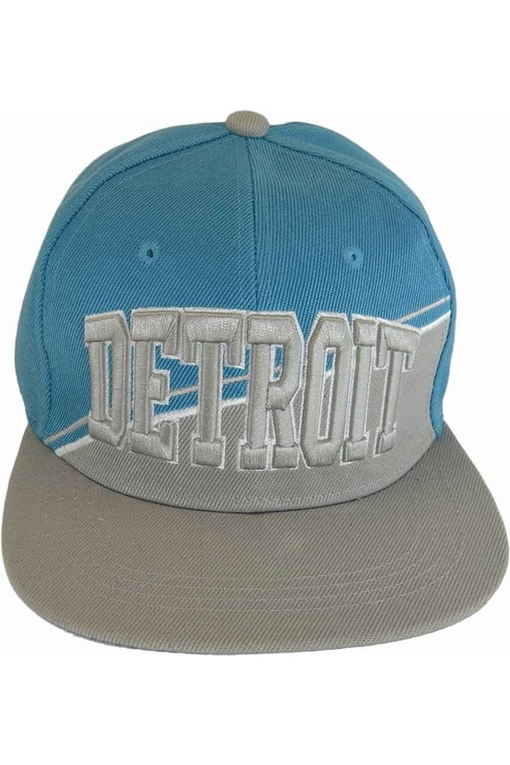 Detroit City Name Diagonal Split Color Font Snapback Baseball Cap (Teal/Gray)