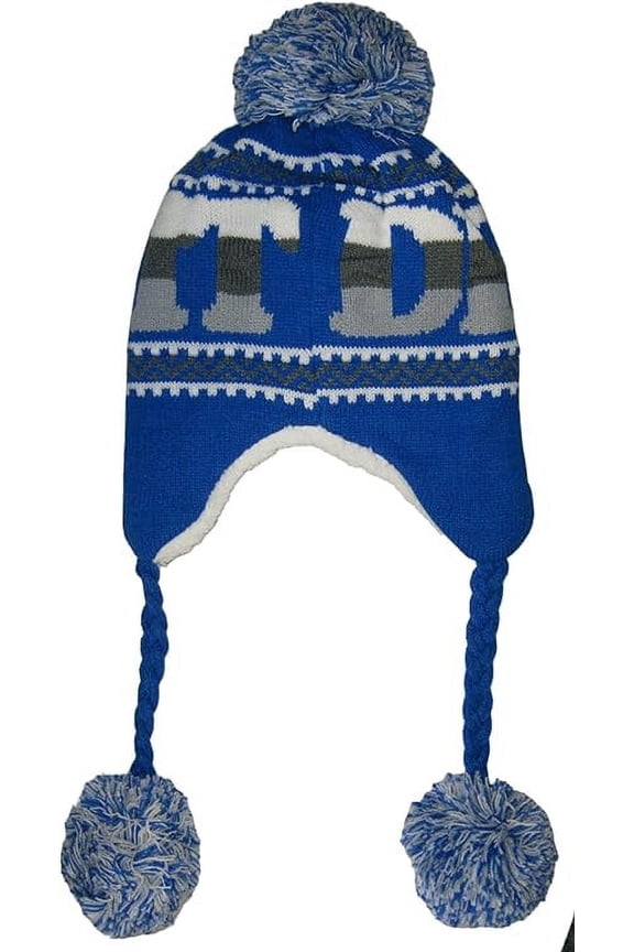 Detroit City Name Winter Hat with Ear Flaps and Hanging Poms