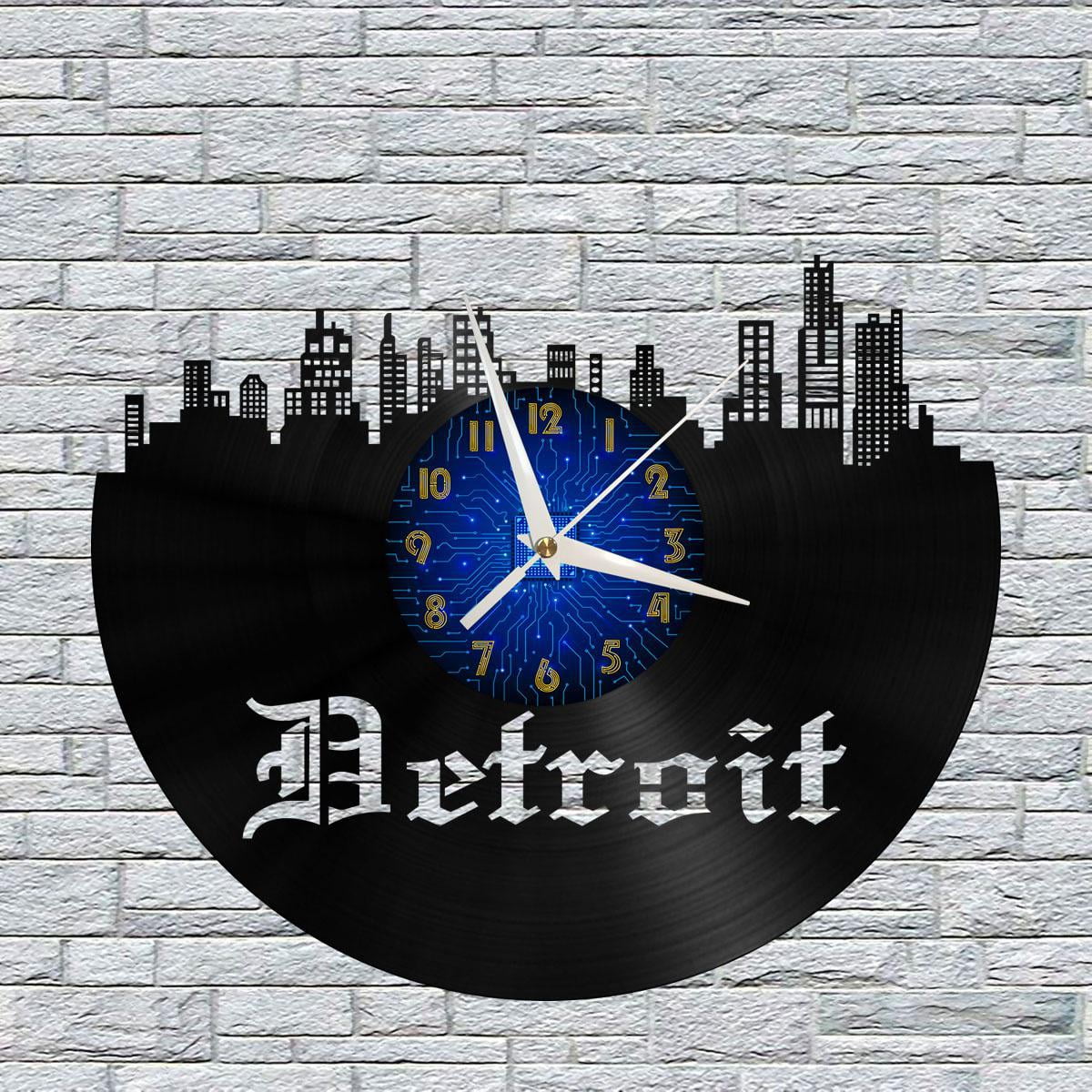 Detroit Clock Detroit Cityscape 12 Inch Vinyl Record Wall Clock - Silent, Creative ...