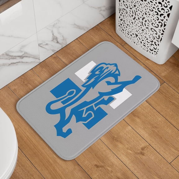 Detroit Crystal Velvet Lock Edge Floor Mat 40" x 60", Football Team Themed Entryway Floor Mat, Kitchen and Living Room Floor Mat for Home Decor Area Rug