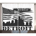 thumbnail image 1 of Ambesonne Detroit Curtains 2 Panel Set, USA Flag Grunge City, 108" x 96", Charcoal Grey White, 1 of 3