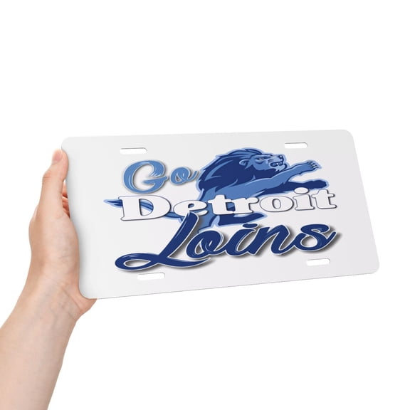 Detroit Custom Car Aluminum Decorative License Plate, American Football Team Fan Themed Label, Decorative Aluminum Novelty License Plate, New Car Gift for Men/Women/Boys/Girls, 6 x 12 Inch
