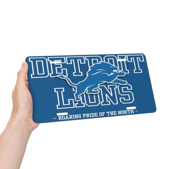 Detroit Custom Car Aluminum Decorative License Plate, American Football Team Fan Themed Label, Decorative Aluminum Novelty License Plate, New Car Gift for Men/Women/Boys/Girls, 6 x 12 Inch