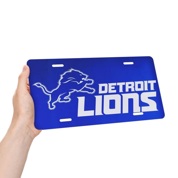Detroit Custom Car Aluminum Decorative License Plate, American Football Team Fan Themed Label, Decorative Aluminum Novelty License Plate, New Car Gift for Men/Women/Boys/Girls, 6 x 12 Inch